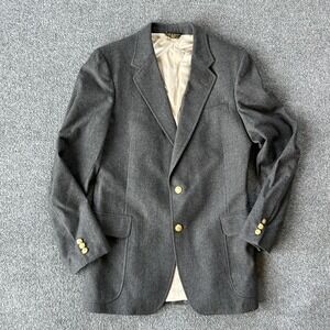 College Hall Wool Blazer Mens 42R Gray Gold Buttons Preppy Ivy‎